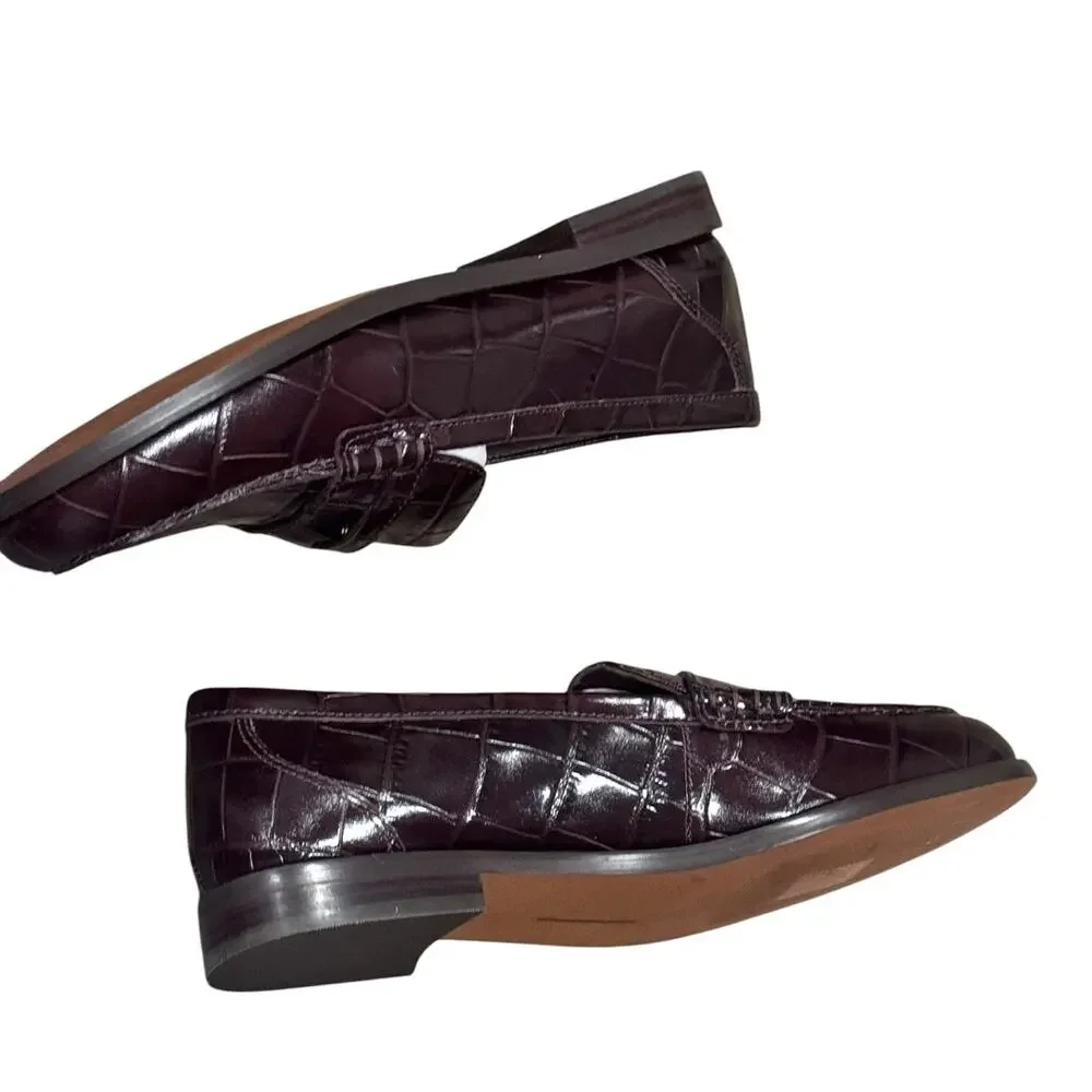 Madewell The Grayson Penny Loafer Croc-Stamped Chocolate Raisin Size 8.5 NWOT
